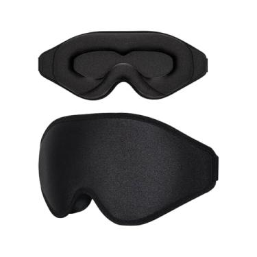 Imagem de Máscara de dormir para dormir de lado, copo contornado 3D sem pressão ocular, máscara de dormir 100% bloqueadora de luz para mulheres e homens com alça ajustável venda noturna, voo, viagem, soneca