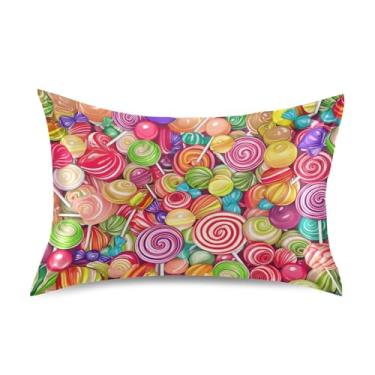 Imagem de Fronhas coloridas de cetim com estampa floral de pirulito pirulito padrão de resfriamento para cama de casa sofá tamanho padrão 66 x 50 cm