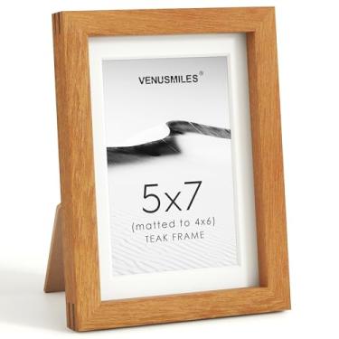 Imagem de Moldura para fotos 12 x 17 cm, moldura de colagem de fotos de madeira teca natural com vidro temperado HD, moldura de madeira moderna simples 12,5 x 17,8 cm fosca para 10 x 15 cm, molduras de parede