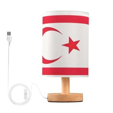 Imagem de Joisal Lâmpada de mesa pequena com bandeira de Chipre do Norte da República Turca Abajur amigável aos olhos, abajur de mesa lateral