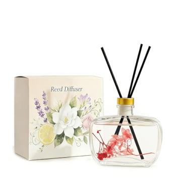 Imagem de FENELY Difusor de palheta, aromatizador de ar sem chama com aroma de lavanda para casa, difusor de óleo essencial de longa duração de 100 ml com palitos de palheta naturais, lavanda, seguro para