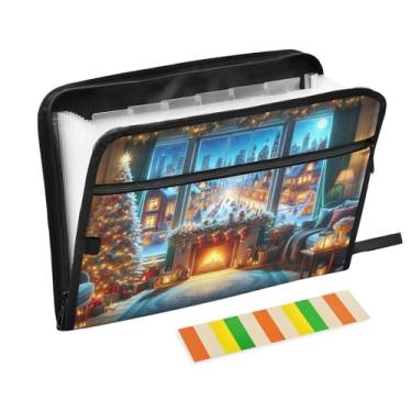 Imagem de Pastas sanfonadas de Ano Novo e Natal para documentos Pastas expansíveis tamanho carta A4 com etiquetas e divisórias