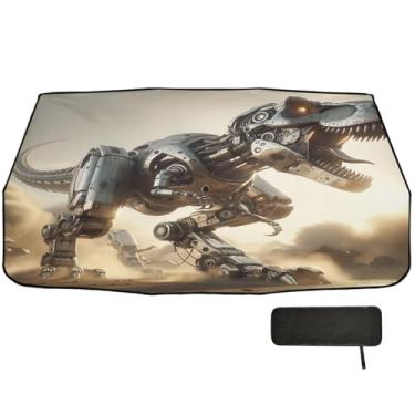 Imagem de Guarda-sol mecânico gigante de dinossauro para para-brisa de carro proteção de isolamento térmico persianas de janela dianteira de carro 147 x 75 cm acessórios de carro interior