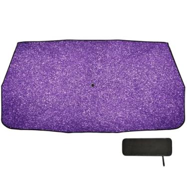 Imagem de Toldo de para-brisa com padrão de glitter roxo para caminhões, cobertura completa, guarda-sol de carro, 147 x 75 cm, persianas de janela automáticas
