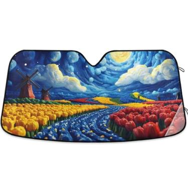 Imagem de Toldo de sol engraçado animal fofo para para-brisa de carro engraçado personalizado dobrável sombra de carro para para-brisa dianteiro impressão animal retrátil L, 144,8 cm x 80 cm