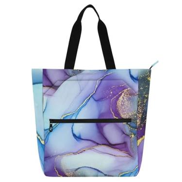 Imagem de GAIGEO Sacola feminina roxa pastel com redemoinhos aquarela, bolsa de tecido de lona para trabalho, faculdade, escola, uso diário, com compartimentos