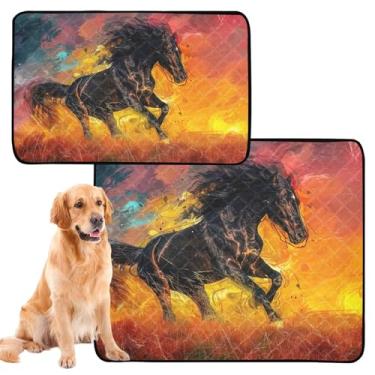 Imagem de TSENQUE Almofadas de xixi laváveis para cães de estimação, tapete impermeável para cercadinho de cachorro preto dourado para cavalo, tapete de xixi extra grande absorvente para cães, pequeno x pacote