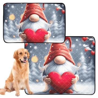 Imagem de TSENQUE Cute Gnomo Red Snow Winter Pet Cat Pee Pad reutilizável lavável para cães tapete impermeável antiderrapante absorvente penico para cães, pequeno x pacote com 3