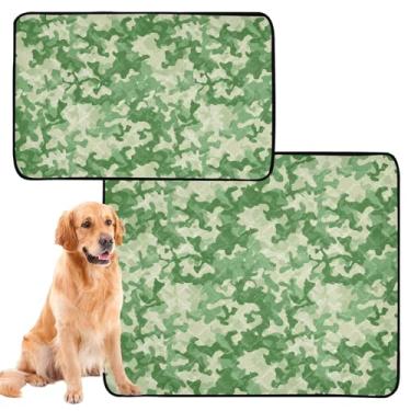 Imagem de TSENQUE Almofadas laváveis de camuflagem verde camuflada para cães, gatos, animais de estimação, almofada reutilizável absorvente para parto, impermeável, tapete de cercadinho para cães, pequeno x