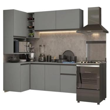 Imagem de Armário de Cozinha Completa de Canto 265 cm Suspensa Cinza Nice Madesa 06