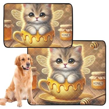 Imagem de TSENQUE Almofadas de xixi laváveis para cães, à prova d'água, tapete de cercadinho de cachorro, gatinho, abelha, gato, reutilizável, almofada de xixi para filhotes de cachorro, à prova de vazamento