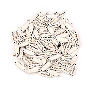 Imagem de LiebeWH 100 Peças de Botões Ovais Feitos à Mão de Madeira, para Costura, Scrapbooking, Artesanato, Botões de Madeira para Etiquetas UGGS, Tamanho Mini, Artesanato Feito à Mão, DIY, Verniz Transparente