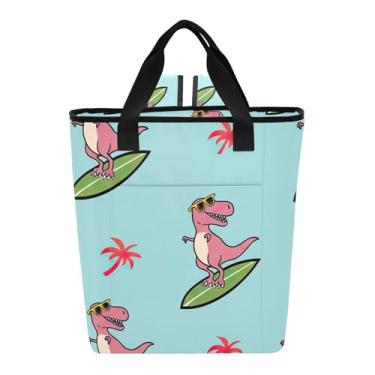 Imagem de Joitme Sacos térmicos isolados para viagem desenho animado T Rex azul mochila refrigeradora 36 latas mochila de resfriamento