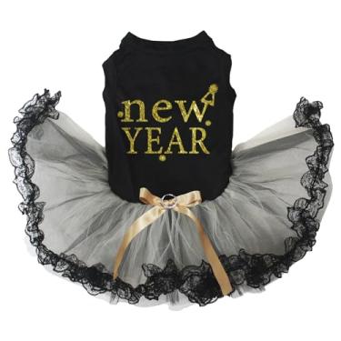 Imagem de Petitebella Vestido para cachorrinho de ano novo (preto/dourado e preto, PP)