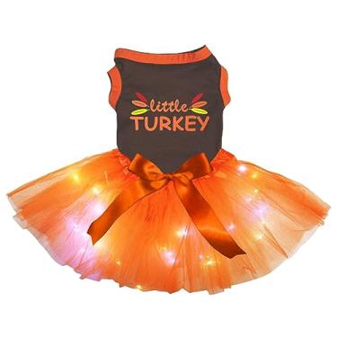 Imagem de Petitebella Little Turkey Feathers Puppy Dog Dress (LED marrom/laranja, PP)