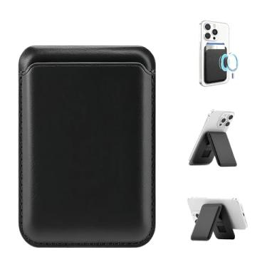Imagem de ETOFIXEE Carteira MagSafe, carteira magnética de couro para telefone com suporte ajustável, 1-3 porta-cartão de crédito magnético com bloqueio RFID para iPhone16 15 14 13 12 Pro Max Series Cases