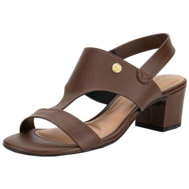 Imagem de Sandália feminina salto grosso beira rio 82461211, Castanho, 37