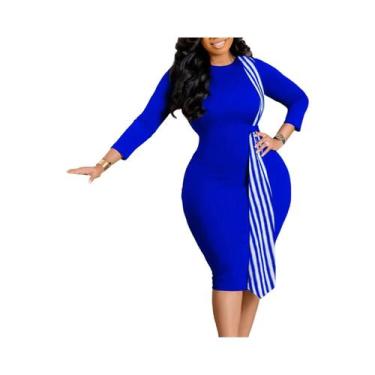 Imagem de Vestido De Escritório Profissional Listrado Para Mulheres Elegante Com