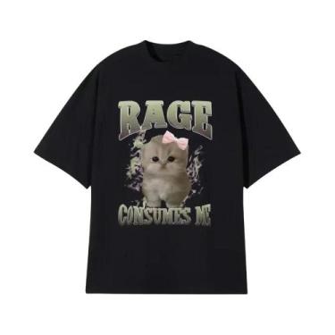 Imagem de Camiseta Feminina Engraçada Com Meme De Gato Rage Consumes Me Kawaii C