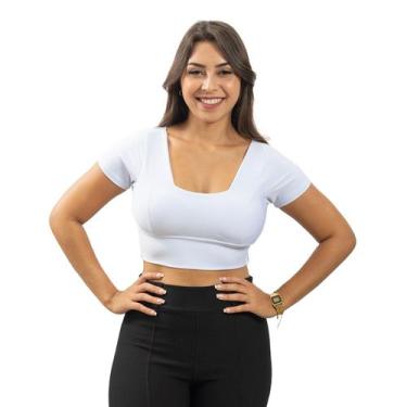 Imagem de Blusa Top Cropped Suplex Com Manga Decote Quadrado E Bojo - 40 Graus M