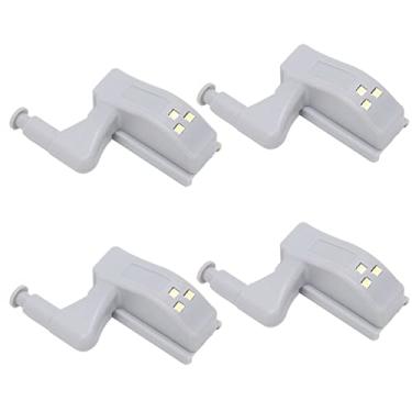 Imagem de Domary 10 Conjuntos de Dobradiças de Luz Led, Alto Brilho, Abs, Luz Dobradiça Armário, 3 Contas Lâmpada Led, Guarda-roupa, Armário, Casa (branca + bateria)