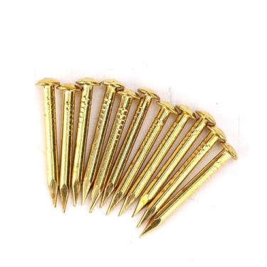 Imagem de YOUTHINK Pregos de Latão de Cabeça Redonda 100 Unidades de Tachas de Latão, Cabeça Redonda de Latão Brad Nail Hardware Kit de Sortimento de Unhas Acessórios de Hardware de Dobradiça de Móveis (22mm