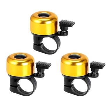 Imagem de 1~3 pçs sino da bicicleta liga de alumínio mtb chifre anel segurança som alarme guiador ciclismo aviso alarme crianças acessórios da bicicleta(Gold 3pcs)