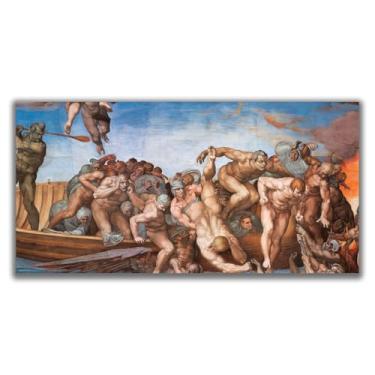 Imagem de Yomcut Pôster da série Michelangelo Sistine Chapel Teto Frescoes - Reproduções de pintura de arte realista e romântica de pinturas de arte clássicas, decorações de parede modernas para casa, sem