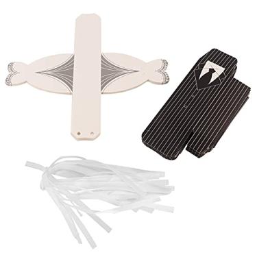 Imagem de Conjunto de caixa de doces de casamento elegante smoking e vestido em forma de papel embalagem de presente para lembrancinhas de casamento decorações de festa branco preto 50