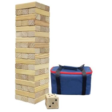 Imagem de Torre de queda de madeira, jogos ao ar livre, para a família, jogo de empilhamento de blocos (1,48 pés)