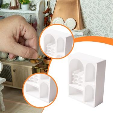 Imagem de oshhni Armário em miniatura na escala 1:12 para casa de bonecas, estante de livros, brinquedo infantil de faz de conta, prateleira expositora, mini móvel, Branco, Sem Pés