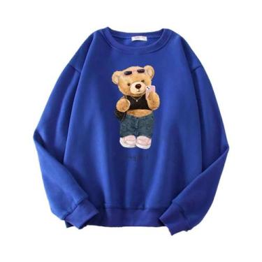 Imagem de Moletom Oversize De Pelúcia Com Capuz Para Mulheres, Estilo Engraçado,