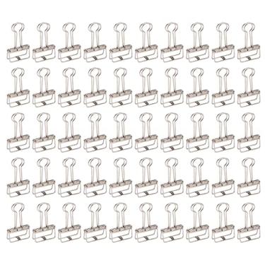 Imagem de Grampos de pasta ocos de metal Grampos de papel duráveis ​​multiuso Forte força de fixação para documentos Certificados Bilhetes Roupas 50 unidades Material de ferro pequeno 32 mm (Prata)