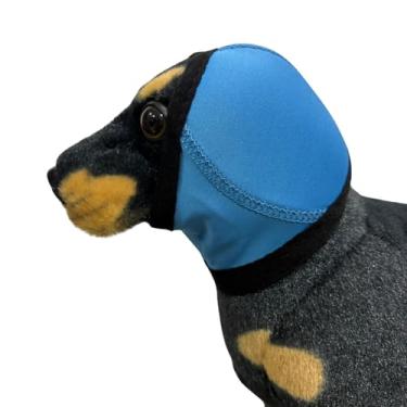 Imagem de Touca de banho impermeável para cães, cobertura calmante para orelhas para alívio da ansiedade_G (azul claro)