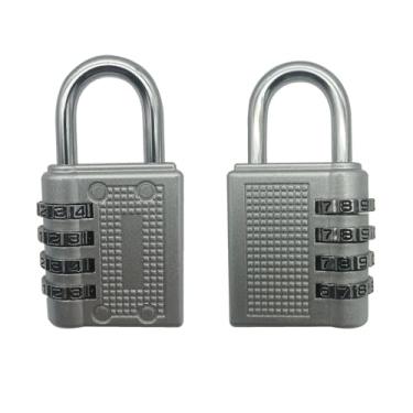 Imagem de Cadeado de combinação de 4 dígitos, prata, trava de segurança impermeável para uso ao ar livre, cerca de porta de academia escolar, pacote com 2