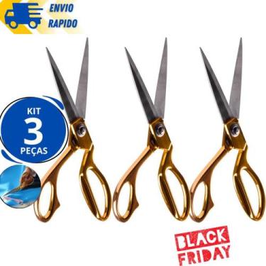 Imagem de Kit 3 Tesoura De Costura Alfaiate Profissional Para Tecidos Artesanato