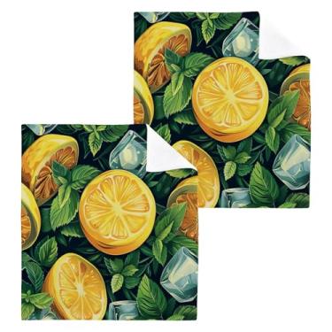 Imagem de xigua Toalhas de mão de algodão limoeiro, toalhas de banho multiusos e absorventes toalhas de rosto macias para a pele para banheiro, cozinha, hotel, academia, panos de lavagem, 4 unidades, 30 x 30 cm