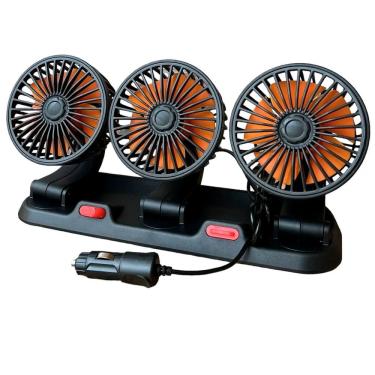 Imagem de Ventilador Triplo Carro Auotmotivo Van Kombi Silencioso 2 Velocidades Calor Verao Sol Dias Quentes Automovel