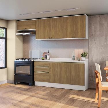 Imagem de Armário De Cozinha Completa 100% Mdf 260cm Branco/nogueira Celeste Kappesberg