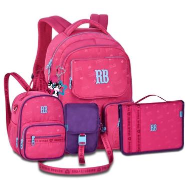 Imagem de Kit Escolar Feminino Mochila com Lancheira e Estojo Fichário-Feminino