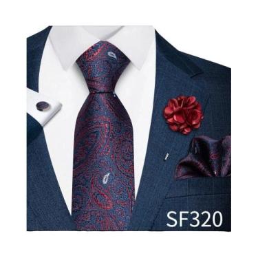 Imagem de Conjunto De Gravata Masculina Em Estampa Paisley Roxa, Gravata, Lenços