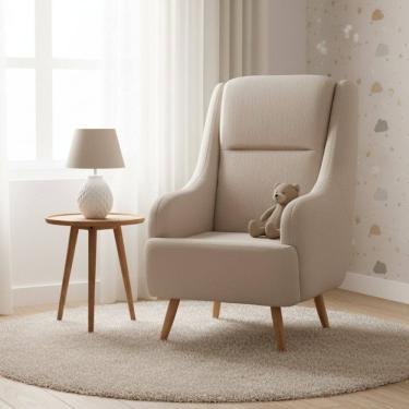 Imagem de Poltrona de Amamentação Fixa com 4 Pés Queen Marrom Claro