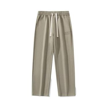 Imagem de Calças De Moletom Masculinas 8XL De Perna Larga Em Algodão Com Cordão,