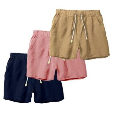 Imagem de Kit 3 Shorts Linho Masculina Com Cordão Bermuda Casual Verão-Masculino