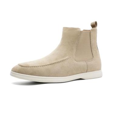 Imagem de Botas Chelsea casuais masculinas sem cadarço de camurça sintética, leves, confortáveis e modernas, ideais para dirigir., Off-white, 38 BR