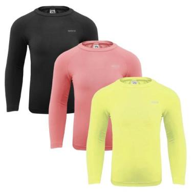 Imagem de Kit 3 Camisas Térmicas Selene Proteção UV50+ Juvenil, Amarelo, Preto, 