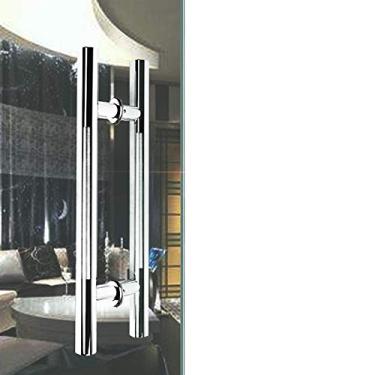 Imagem de Maçaneta de porta de vidro - puxador de porta deslizante de aço inoxidável diâmetro do tubo 38 mm, para porta de madeira/porta de celeiro/porta de liga de alumínio, prata - 6 tamanhos (tamanho: 1200