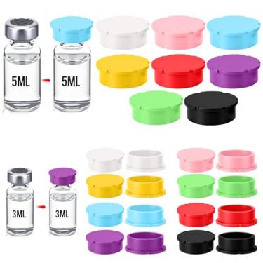 Imagem de Mifoci Pacote com 24 tampas protetoras de frascos de vidro de 3 ml e 5 a 100 ml, tampas reutilizáveis de peptídeos, tampas de tampas à prova de vazamento e poeira, caixas de armazenamento para 3 ml, 5