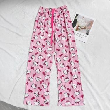 Imagem de Calças De Pijama Hello Kitty De Verão, Anime Cartoon Sanrio, Roupas De
