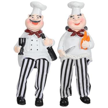 Imagem de Toyvian 2 peças de estatuetas de chef de resina, decoração de cozinha, artesanato de resina de mesa bonito desenho animado chef estátua de cozinha decoração de mesa